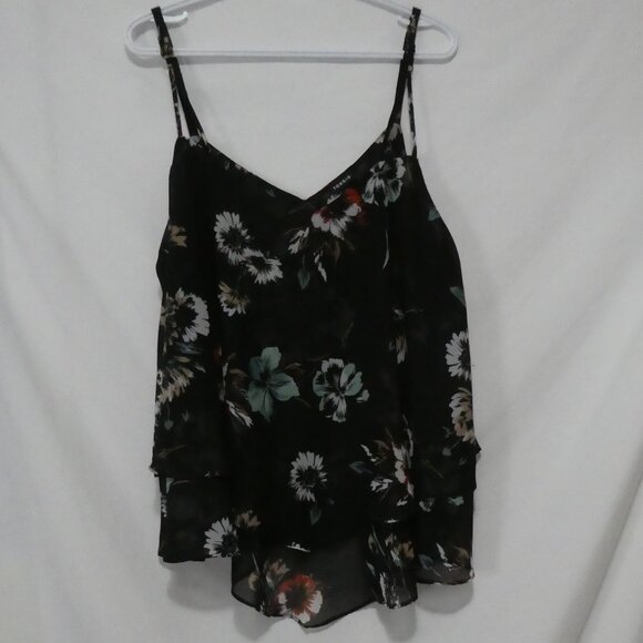TORRID | size 2 | Black Floral Cami Top With Spaghetti Straps - Picture 1 of 15